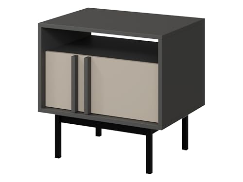 Mirjan24 Nachttisch Agova WK13 - Nachtschrank mit Schublade und offenem Fach, Nachtkonsole, Nachtkommode, Beistelltisch (Anthrazit/Hellbeige) Mirjan24 Nachttisch Agova WK13 - Nachtschrank mit Schublade und offenem Fach, Nachtkonsole, Nachtkommode, Beistelltisch (Anthrazit/Hellbeige)