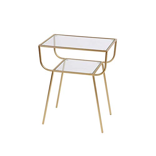 HXGL-Nachttisch Eisen Einfache Moderne Kreative Glas Couchtisch Wohnzimmer Sofa Seitliche Ecke Mehrere Metall Nachttisch Kleinen Beistelltisch (Color : Gold)