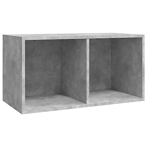 vidaXL Vinyl Aufbewahrungsbox mit 2 Fächern Box Aufbewahrung Kasten LP Schallplatten Sammlung Regal Transportbox Betongrau 71x34x36cm Holzwerkstoff