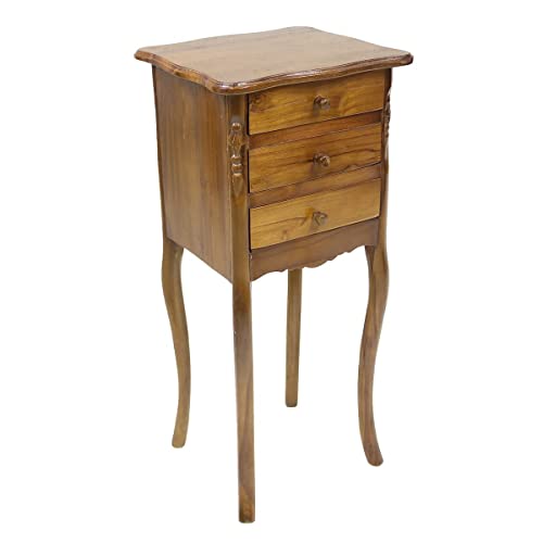Oriental Galerie Barock Nachttisch Kleine Kommode mit Schubladen Säule Blumenhocker Beistelltisch Holz Hocker Braun 111 cm