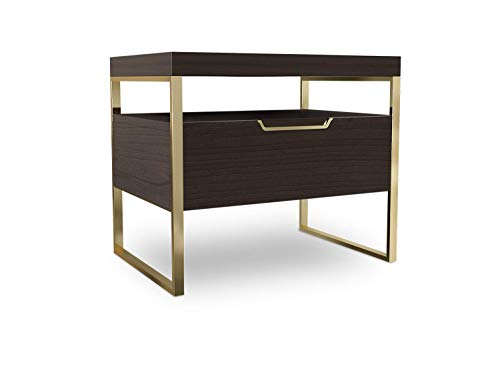 Vant Hölzern Nachttisch - Nussbaum Braun Gold Vant Hölzern Nachttisch - Nussbaum Braun Gold