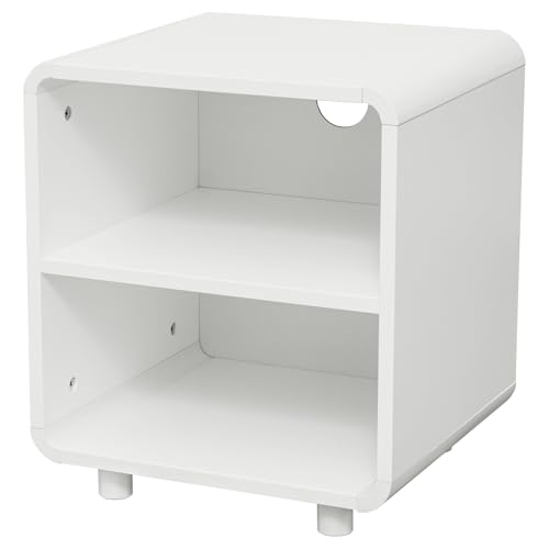 Awhtixbo Nachttisch Weiß, Beistelltisch mit 2 offene Fächer, 45x39x35 cm, Nachtschrank für Boxspringbett, Beistellschrank für Wohnzimmer Schlafzimmer