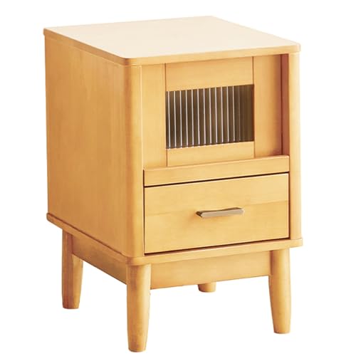 ZYHAOYAN Moderner Nachttisch, Quadratischer Beistelltisch, Kreativer Vintage-Beistelltisch, Nachttisch Aus Holz Mit Schubladen, Mehrzweck-Minimalismus-M bel, Für Wohnzimmer, Schlafzimmer(Yellow)