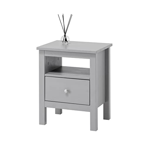 hagge home Skandinavisch Holz Beistelltisch Nachttisch Holztisch Wohnzimmertisch Schlafzimmertisch 45x37 cm Höhe 55 cm Grau