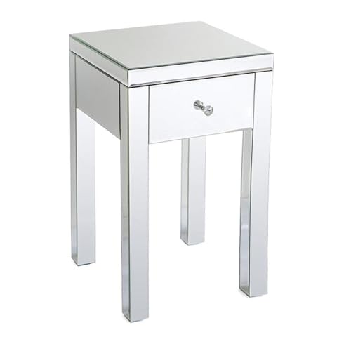 Nachtkommode, schmal, verspiegelt, 2er Set, schicke Nachttische mit Schubladen, stilvolles Glas-Finish, platzsparendes Design für die Aufbewahrung im Schlafzimmer, einzigartiger schmaler Nachttisch