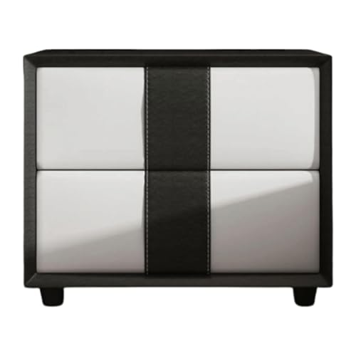 Rieort nachttisch Quadratische Nachttische, Nachttisch aus massivem Holz, Leder mit 2 Schubladen, Beistelltisch, 40 x 40 x 50 cm, Nachttisch, Nachttisch, Kommode prägnant