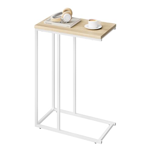 WOLTU® Beistelltisch Kaffeetisch Couchtisch Sofatisch Nachttisch Betttisch Laptoptisch, Gestell aus Metall, Tischpltte aus MDF, 45x25x63,5cm(BxTxH), Hell Eiche TSG17hei