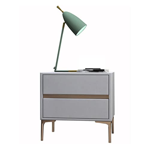 Nachttische Moderner Nachttisch, Nachttisch mit Kunstlederoptik, Holzrahmen und Tischbeinen aus Metall, Schlafzimmer- und Wohnzimmermöbel, Hellgrau Nachttisch(L50xD40xH48cm)