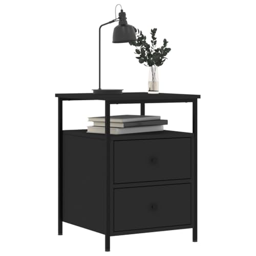 HEFZGDB Nachttisch Schwarz 44x45x60 cm Holzwerkstoff Nachttisch Vintage Nachttische Nachtschrank Nachtkasten für Wohnzimmer Schlafzimmer Gästezimmer Hotel