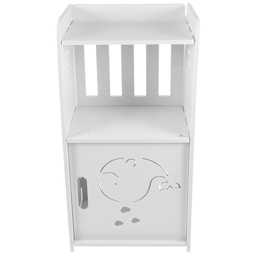 Supvox Kompakter Beistelltisch mit Regal und Stauraum Weiß Kleiner Nachttisch für Schlafzimmer und Wohnzimmer Ablagetisch für Lampen und Bücher