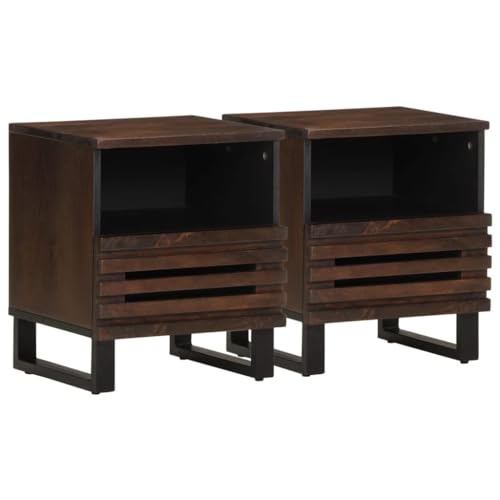 SKM Nachttische 2 STK. 40x34x46 cm Massivholz Mango,Möbel,Tische,Nacht tische,Braun,22KG,377471