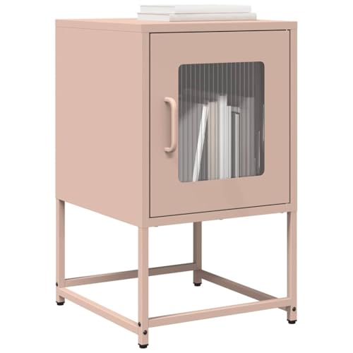 MOBCANT Nachttisch, Nightstand Schränkchen Nachtkästchen Nachttischschrank Geeignet für Wohnung Hotel Schlafzimmer Schlafsaal Rosa 36x39x60,5 cm Kaltgewalzter Stahl