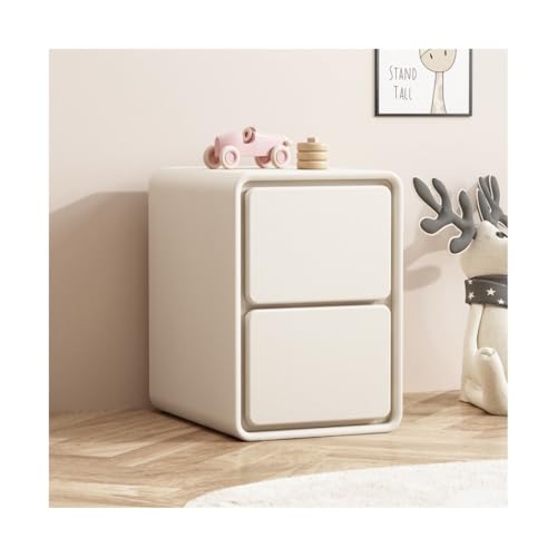 XUEQIZHENG Nachttisch, Nachttisch aus Kunstleder, 2 Schubladen, Schlafzimmer-Nachttisch, Beistelltisch, Kleiner Aufbewahrungsschrank for Wohnzimmer, Schlafzimmer, 18,8  H, Beige(L35xD40xH48cm)