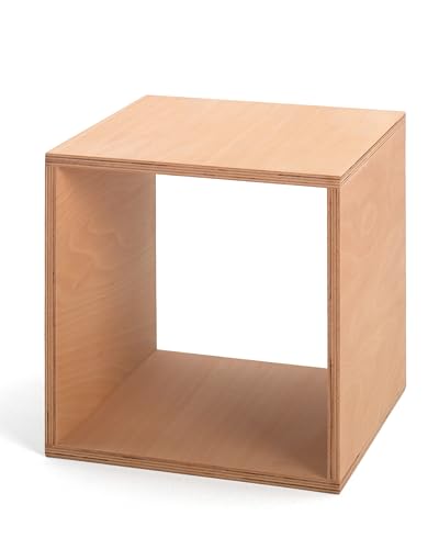 Tojo Cube Nachttisch 35x35x35 cm, geölt | Kleiner Beistelltisch Holz aus Buche multiplex | Nachtkästchen in Würfelform I Zeitlose Design Nachtkommode
