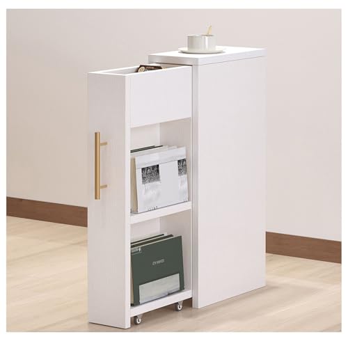Schmaler Nachttisch, ausziehbare Schubladen, Küchenbeistelltisch, Beistelltisch mit Rollen, 15cm/20cm breit, volle Raumausnutzung. Nachttisch mit Stauraum(E,20cm(7.87in)-R )