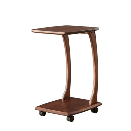 Side Table C-förmiger Beistelltisch, Kleiner Beistelltisch for Couch, Sofatisch mit Metallrahmen for Wohnzimmer, Schlafzimmer, Nachttisch, C-Couch, rustikaler Snack-Betttisch, 3 Farben(Walnut Wood)
