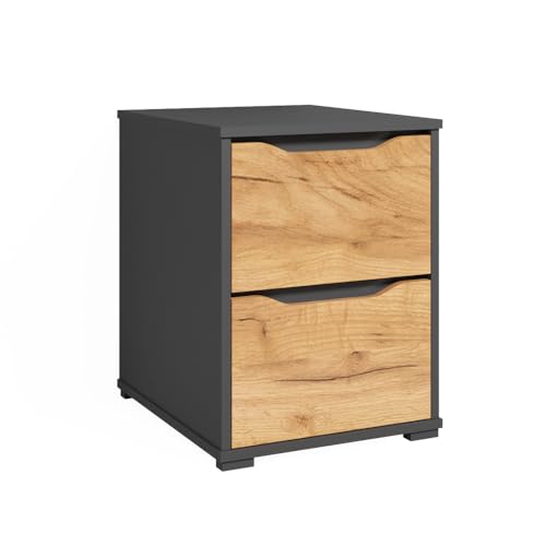 Vicco Kommode Ruben, Nachtkommode, Goldkraft Eiche, 40 x 53.6 cm mit Schubladen