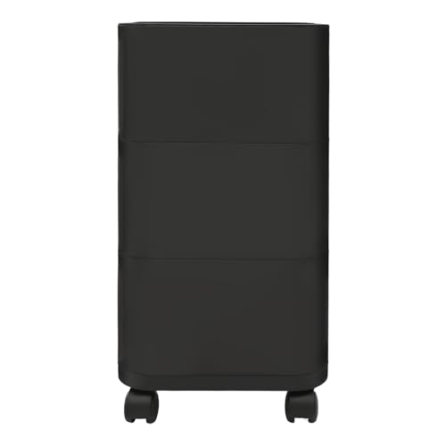 Dokiiovo 3-Stufigen Nachttisch auf Rollen, Mobiler Beistelltisch mit Türen, Abnehmbarer Nachtschrank Nebenbettisch für Schlafzimmer, Wohnzimmer, 32x32x63.3 cm (Schwarz)