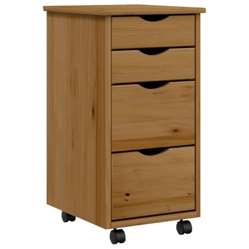 Genérico Wenjingqi 355903 Moss Kommode mit Rollen, Massivholz, Kiefer Braun, Braun