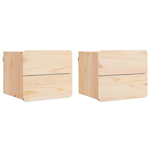 Homgoday Wandmontierter Nachttisch aus Massivkiefer mit Roll-Out-Schublade - Braun, 39x34x33 cm Model873506