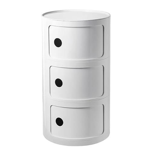 Moderner runder Nachttisch mit Schubladen, kleiner Nachttisch, Aufbewahrung, Schiebetür, runder Schrank, stilvoller Beistelltisch für Wohnzimmer, Schlafzimmer, Badezimmer, Kunststoffdesign Moderner runder Nachttisch mit Schubladen, kleiner Nachttisch, Aufbewahrung, Schiebetür, runder Schrank, stilvoller Beistelltisch für Wohnzimmer, Schlafzimmer, Badezimmer, Kunststoffdesign