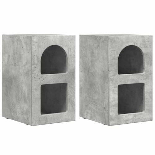 vidaXL Nachttisch 2 pcs Beton Grau 29,5 x 35 x 50 cm Holzwerkstoff, Schlafzimmer, Rechteckig, Modern, Langlebiges Design mit Platzoptimierung, Hochwertige Materialien, Zeitlose Eleganz, Kollektion 20