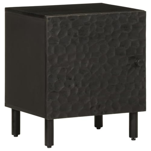 MOBCANT Nachttisch, Bett Organizer Konsolentisch Nachttischschrank Schränkchen Geeignet für Wohnstube Wohnung Schlafsaal Hotel Schwarz 40x33x46 cm Massivholz Mango