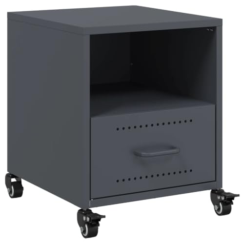 ULUYYUC Nachtkonsole Nachttische Beistelltisch Couch Beistelltisch Schlafzimmer - Nachttisch Anthrazit 36x39x43,5 cm Stahl für Schlafzimmer Wohnzimmer Jugendzimmer Küche