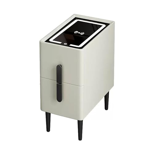 Moderner Nachttisch mit kabelloser Ladestation, verstellbarem dreifarbigen LED-Licht, schmalem Nachttisch, Platte aus gehärtetem Glas, platzsparendem Nachttischschrank (Größe: 20 x 40 x 49 c