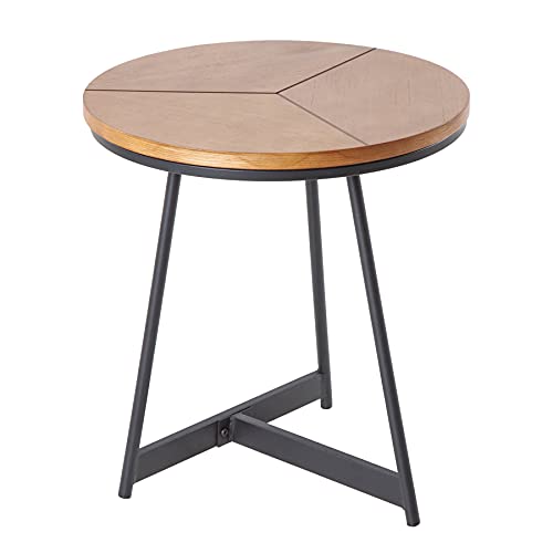 Riess Ambiente Design Beistelltisch Oak Elegance 45cm Eiche schwarzes Metallgestell Rund Wohnzimmertisch Sofatisch