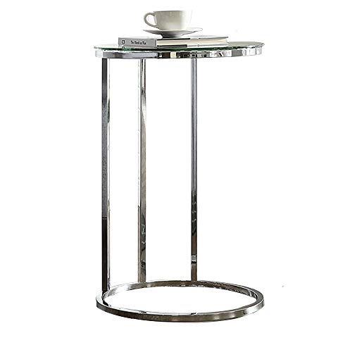 SFNIOKFG Beistelltisch, minimalistischer Nachttisch für Schlafzimmer, Wohnzimmer, Couchtisch, Schmiedeeisen, Sofa, Mini-Rundtisch, Balkon-Ecktisch, 2 Farben, 40,6 x 61 cm (Farbe: Silber)