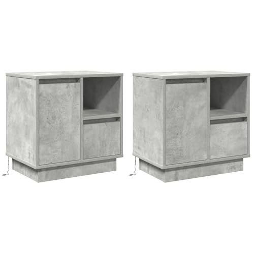 vidaXL Moderne Beton Grau Nachttische Set Aus 2 Nachttischen Mit Stauraum Schubladen Ideal für Schlafzimmer Langlebig Stylischer Tisch Nachttisch Klein Minimalistisch