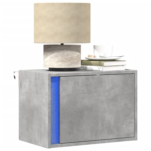 LXYZWRW Tische, Nachttische, Wand-Nachttisch mit LED-Lichtern, Beton-Eiche