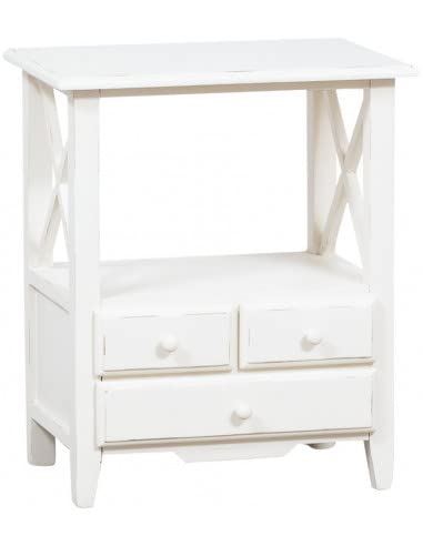 Biscottini Nachttisch dunkelbraun 66 x 36 x 56 cm Made in Italy | Nachttisch Country Schlafzimmer | Nachttisch Vintage 3 Schubladen | Shabby Nachttische