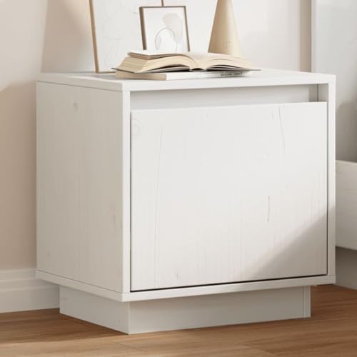 Youuihom Nachttisch Weiß 40x30x40 cm Massivholz Kiefer Nightstand Nachtschrank Bedside Tables Beistelltisch Schmal für Bad Wohnzimmer Schlafzimmer Jugendzimmer
