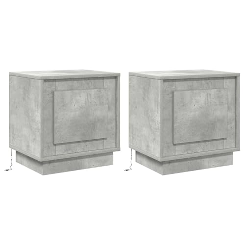 vidaXL Modernes Nachttisch-Set in Beton Grau mit Schublade, Elegante Nachttisch-Lösung für Schlafzimmer, gefertigt aus Holzwerkstoff und Altholz, einfacher Zusammenbau, kompakt und praktisch