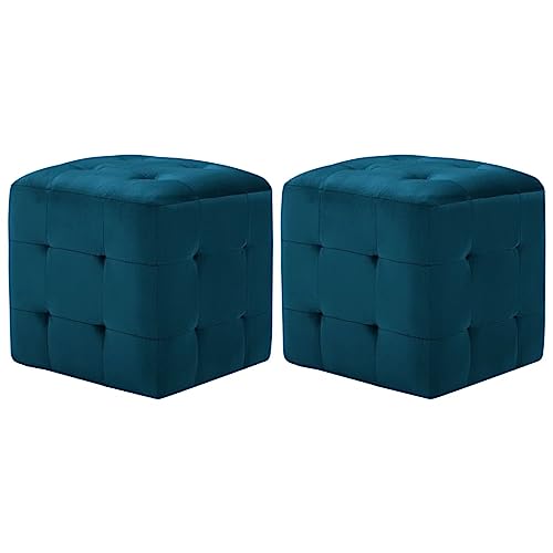 Ziaphsol Nachttisch 2er Set Blau 30×30×30 cm aus Samtstoff, vielseitig verwendbar als Beistelltisch für Schlafzimmer und Wohnzimmer, eleganter Ablagetisch für Bücher und Fernbedienungen