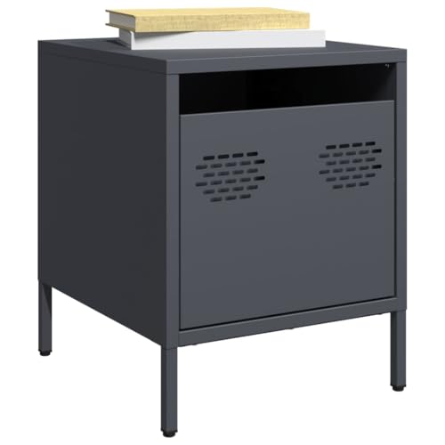 Xichuzi Nachttisch Anthrazit 35x39x43,5 cm Stahl, Nachtkonsole, Nachtkästchen, Kaffeetisch, Nachtkasten, Nachtkommode, Sofatisch - 851248
