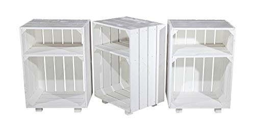 Moooble 6er Neuer weißer Nachttisch 30,5cm x 40cm x 54cm Nachtschrank Abstelltisch Regalkiste Apfelkiste/Weinkiste Obstkisten Weiss Tisch Schrank Ablage Landhaus klassisch