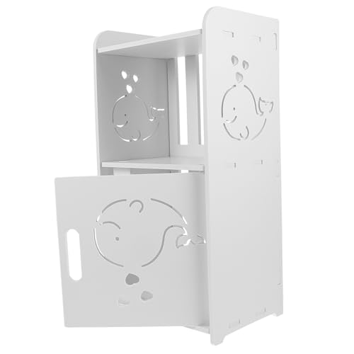 STOBAZA Moderner Nachttisch Robust mit Hohlraum speicherfach Multifunktionaler Beistelltisch für Schlafzimmer Kompakte Weiße Kommode für Bücher und Dekoration