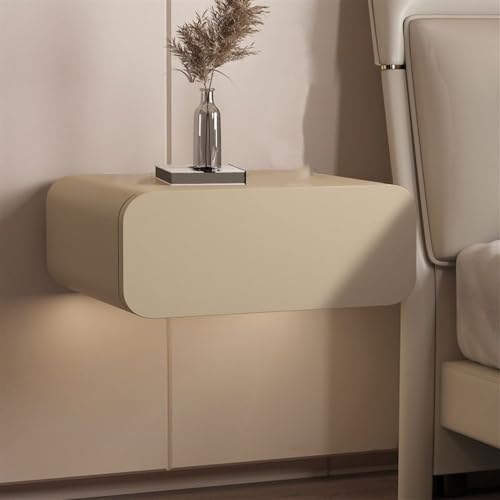 Schwebender Nachttisch aus Massivholz für kleine Räume, Nachttisch mit leichtgängigen Schubladen und Mikrofaser-Lederoberfläc he, moderner Beistelltisch, 40 cm, perfekt für Schlafzimmer