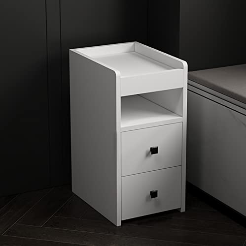 QLIGHA 20 cm ultraschmaler Nachttisch, weißer Nachttisch Schlafzimmer Wohnzimmer, Moderne minimalistische Multifunktions Schubladenschrank, 20*30*45cm
