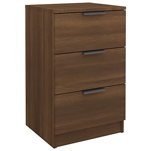 vidaXL Nachttisch mit 3 Schubladen Nachtschrank Nachtkonsole Nachtkommode Schlafzimmer Schrank Kommode Braun Eichen-Optik 40x36x65cm Holzwerkstoff