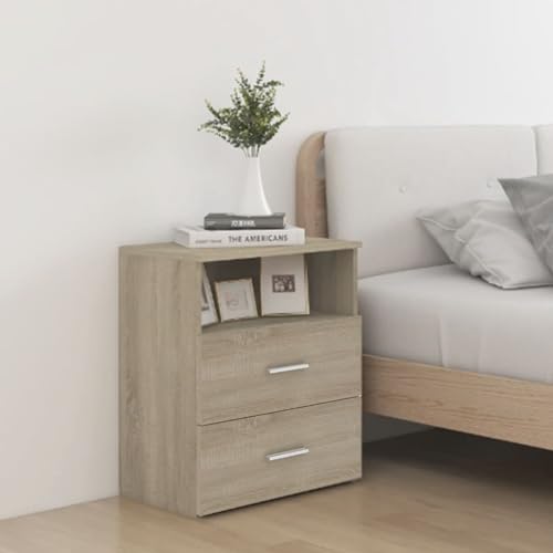 Fasba Nachttische 2 STK. Sonoma-Eiche 50x32x60 cm, Beistelltisch mit viel Stauraum, Nachtschrank, Nachtkommode, Nachtkonsole