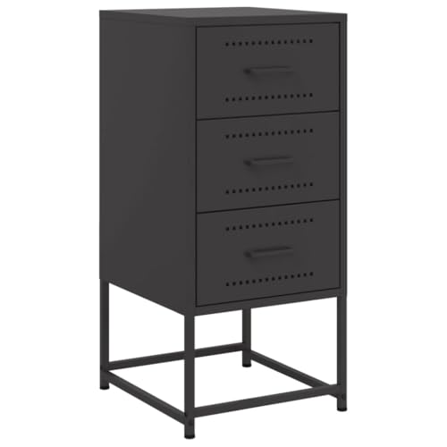 vidaXL Nachttisch, Nachtschrank mit Stauraum, Nachtkommode für Schlafzimmer, Nachtkonsole Beistelltisch, Industrie-Stil, Schwarz Stahl