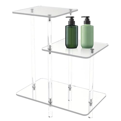 Beistelltisch aus transparentem Acryl – moderner Nachttisch, transparenter 3-lagiger Nachttisch für Buch, Wohnzimmer, Flur, Lobby, Telefon, Schlafzimmer, Zuhause, Wohnung, Terrasse