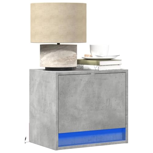 INLIFE Wand-Nachttische mit LED-Leuchten 2 STK. Betongrau,Möbel,Tische,N achttische,Grau,20.2 KG,852082