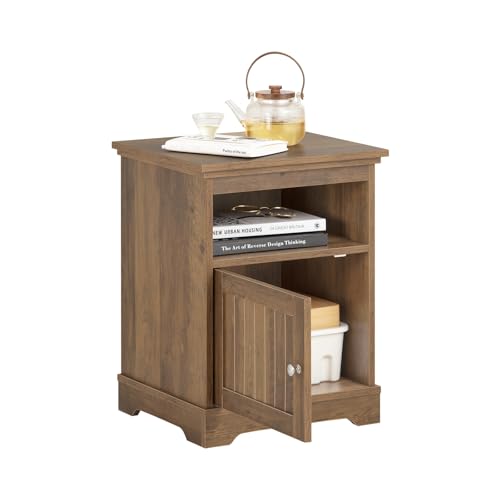 SoBuy Nachttisch Boxspringbett Sofatisch Beistelltisch schmal Telefontisch Nachtschrank mit 1 Tür Nachtkommode Vintagebraun BHT ca. 45x59x40cm FBT151-BR