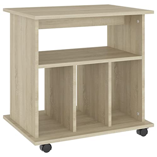 Genérico Wenjingqi 808479 Schrank mit Rollen, Sperrholz, Eiche Sonoma, 60 x 45 x 60 cm, Braun