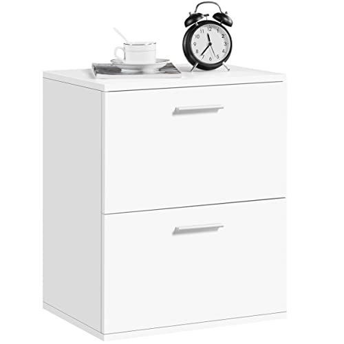 Yaheetech Nachttisch Nachtschrank mit 2 Schubladen Metallgriff Nachtkommode Beistelltisch Boxspringbett Schubladenschrank Nachtkosole für Schlafzimmer/Wohnzimmer, 45 x 35 x 55 cm